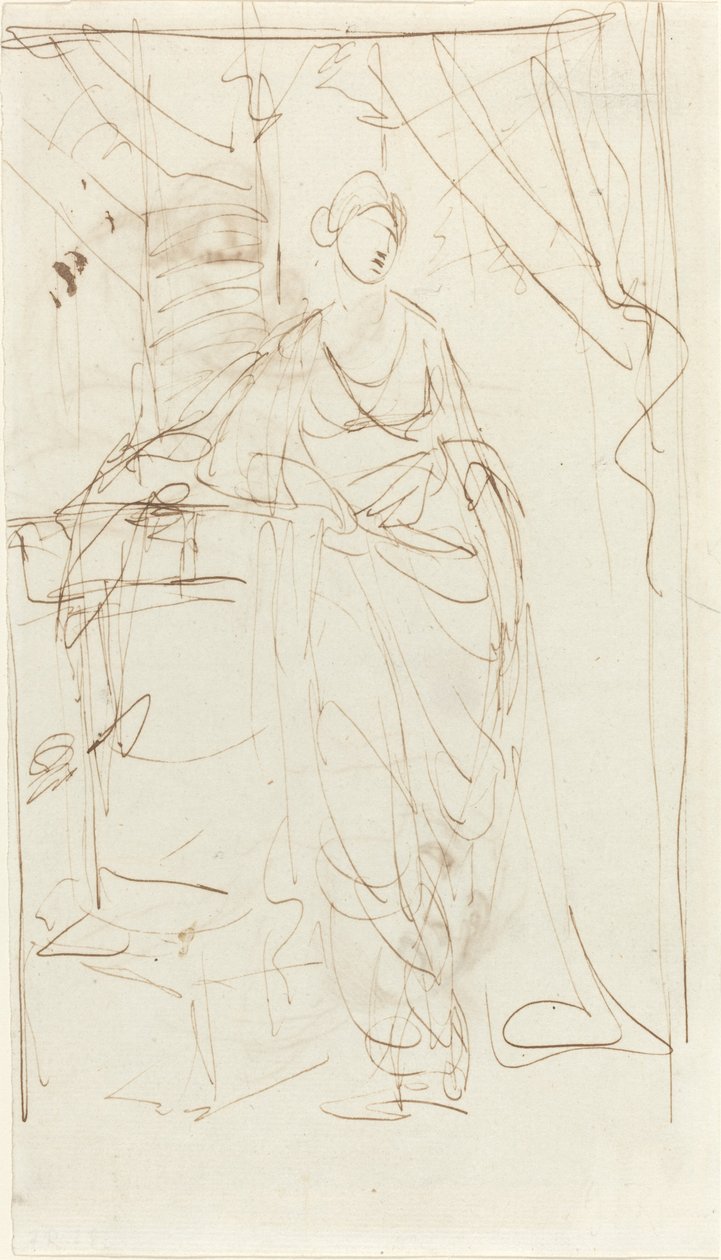 Eine elegante Dame in klassischer Kleidung [recto] von George Romney