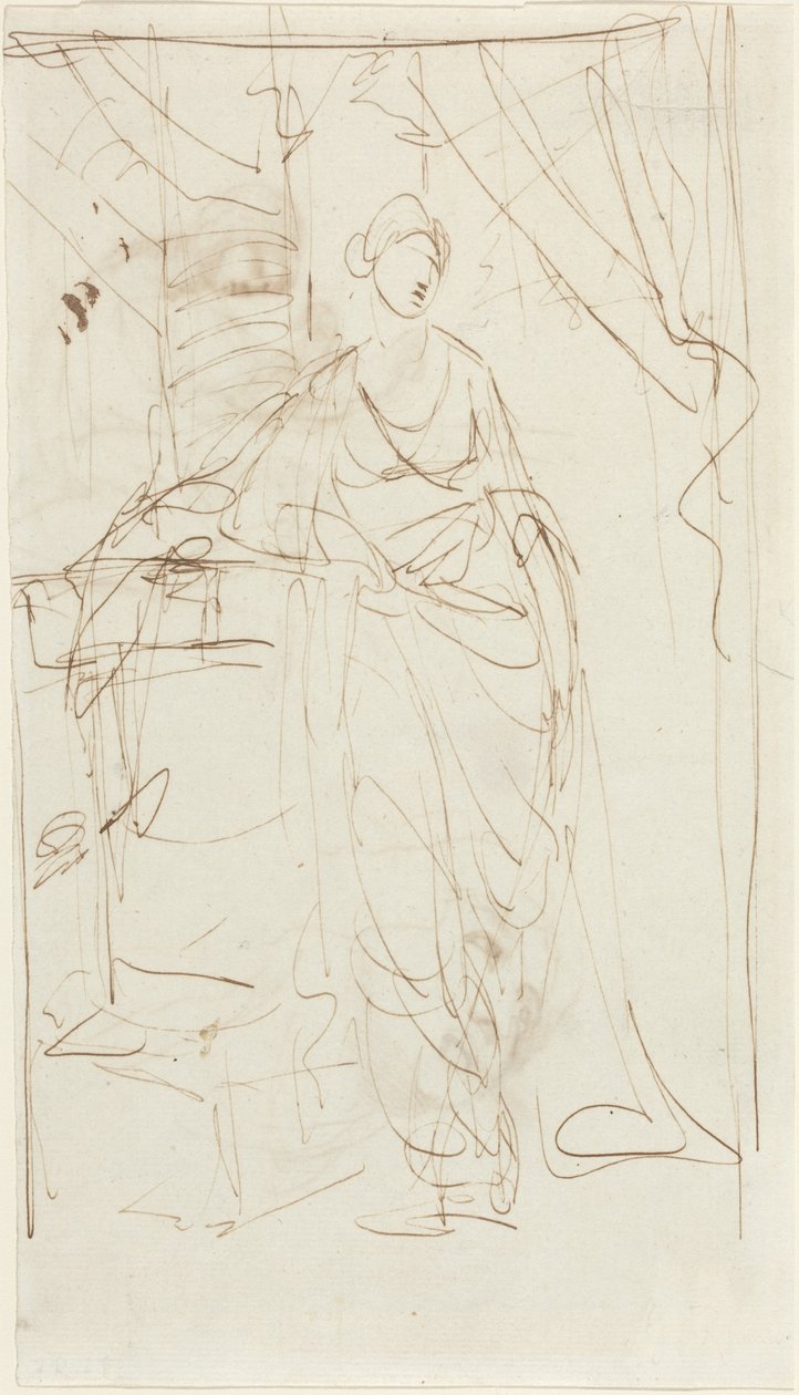 Eine elegante Dame in klassischer Kleidung [recto] von George Romney