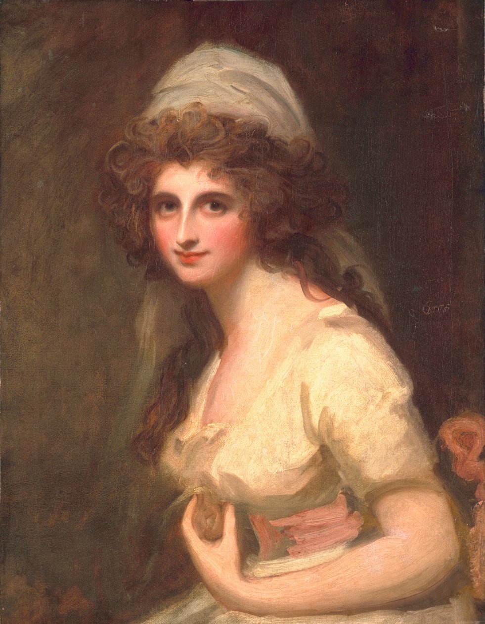 Emma Hart in einem weißen Turban, ca. 1791 von George Romney