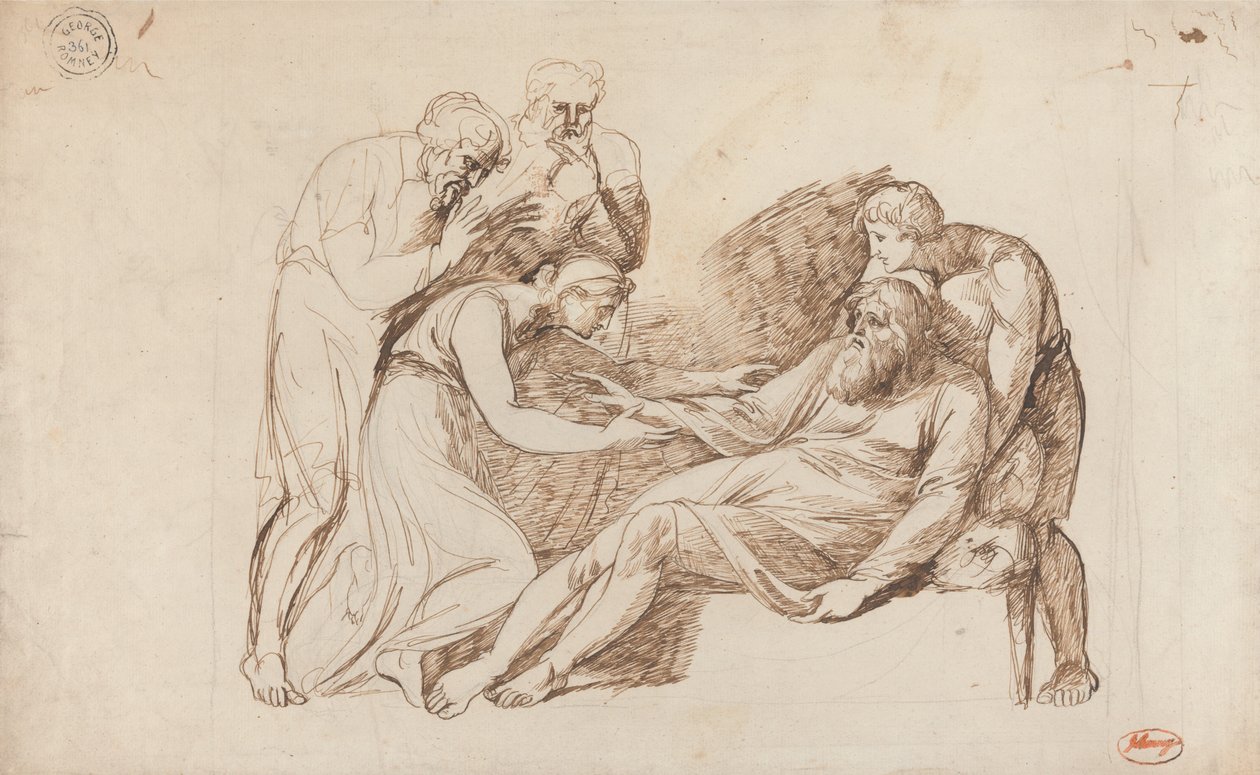 König Lear, von Cordelia geweckt von George Romney