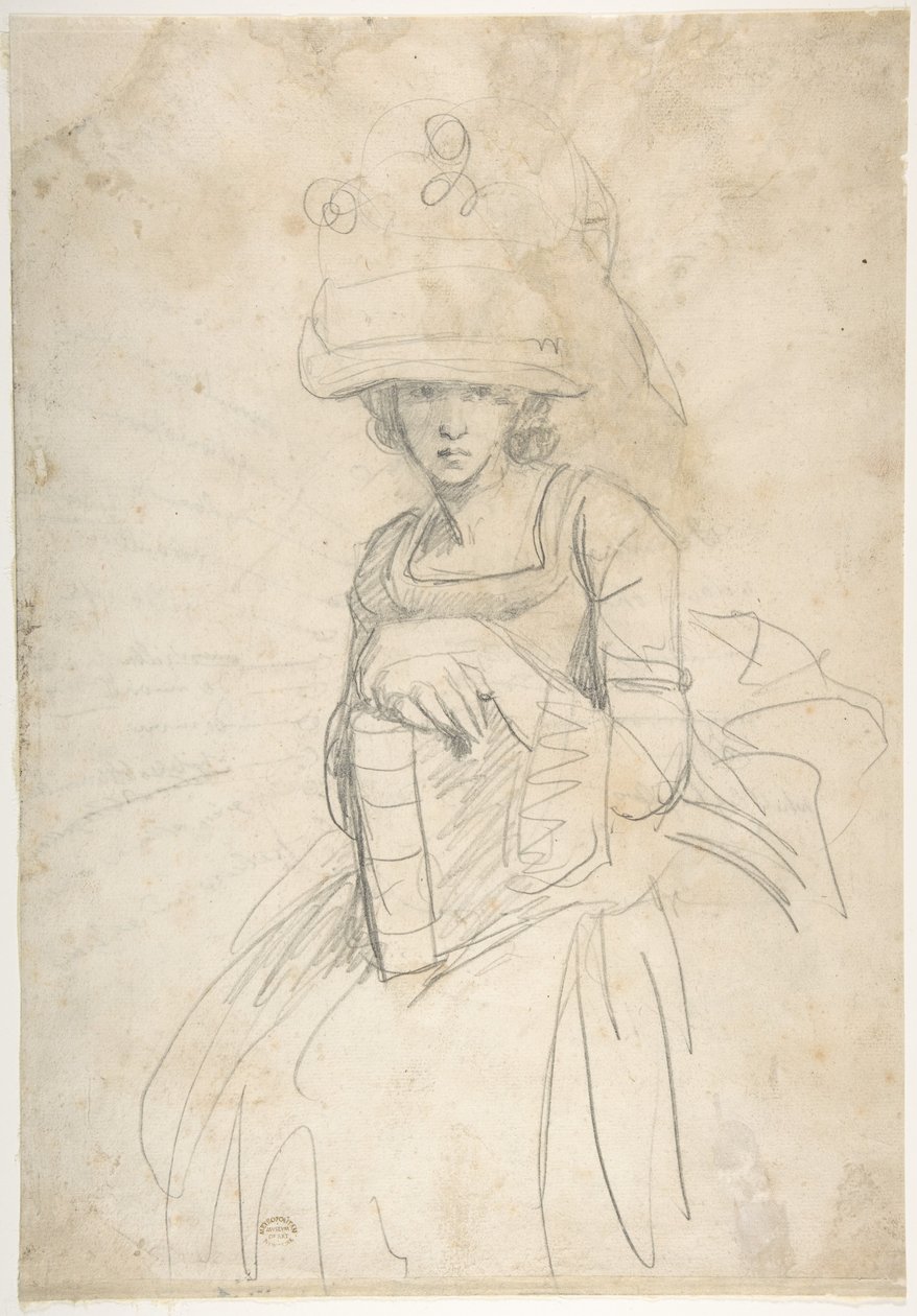 Dame mit einem Buch (recto); Plan zur Platzierung von Farben auf einer Palette (verso) von George Romney