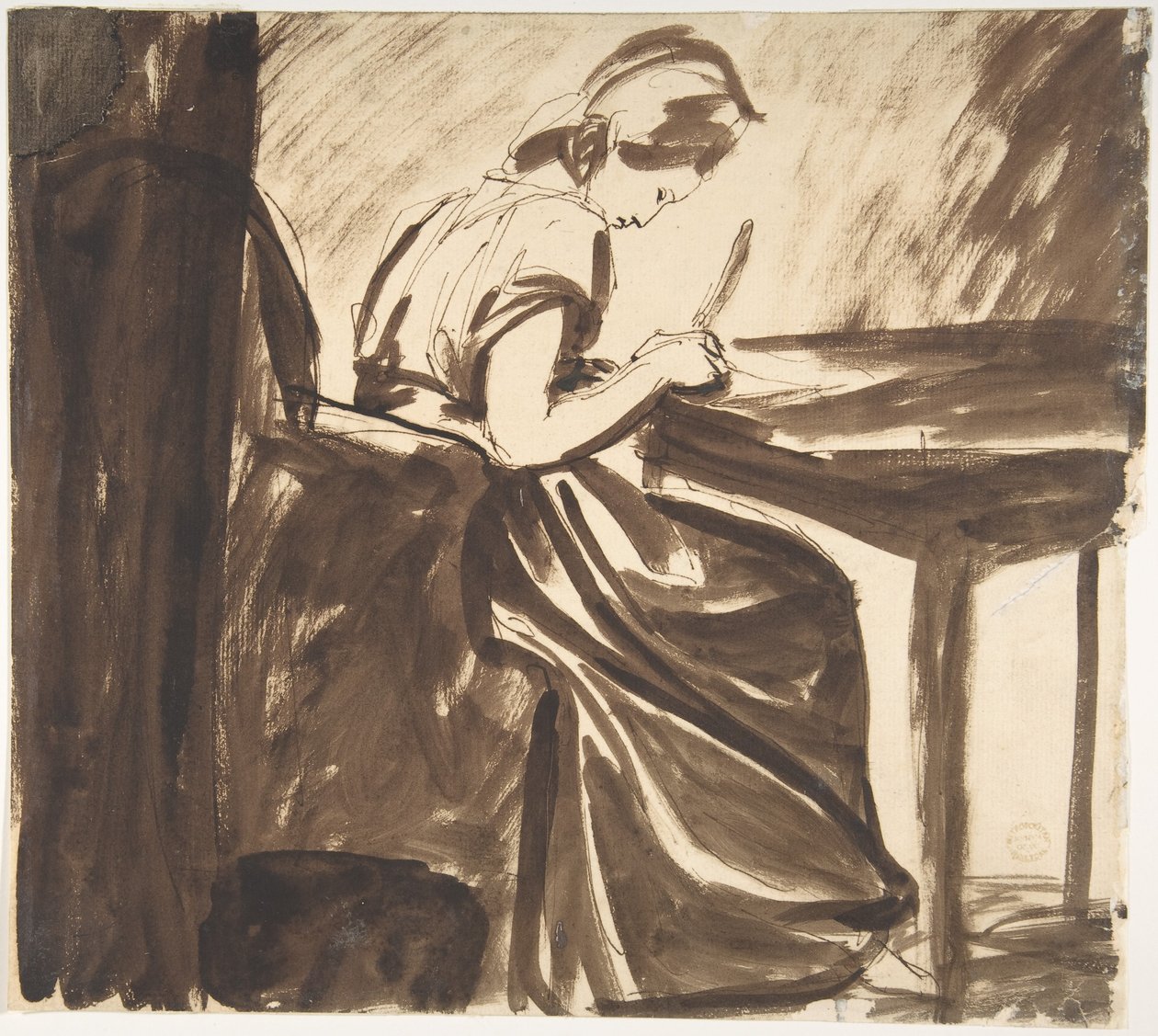 Dame am Tisch sitzend (recto); Tanzende Figuren (verso) von George Romney