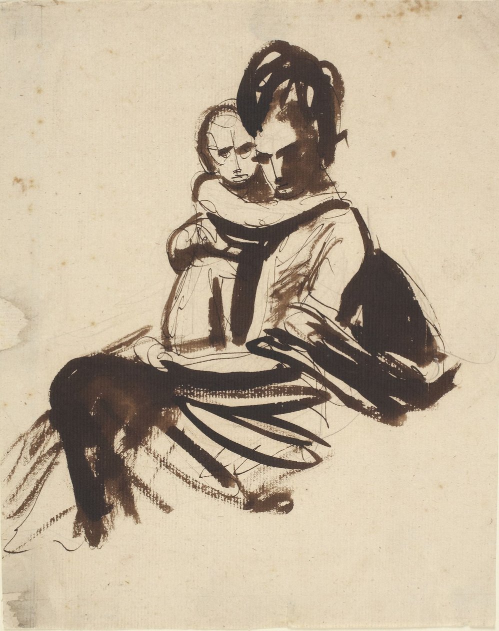 Porträtstudie einer sitzenden Frau mit einem Kind von George Romney