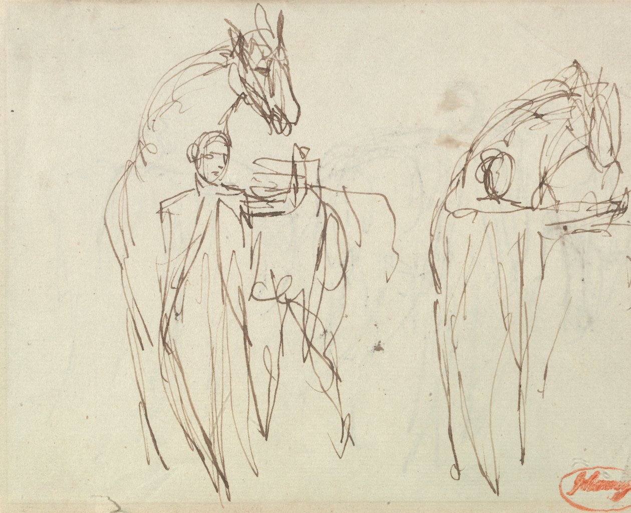 Skizzen für einen Mann mit einem Pferd von George Romney