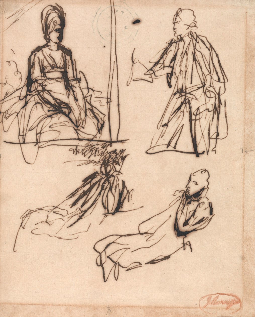 Studien für Porträts eines Mannes und einer Frau von George Romney
