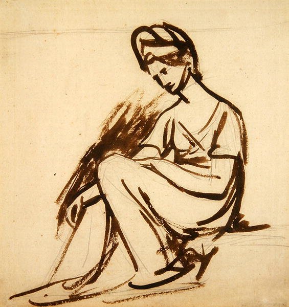 Studie für ein Porträt einer sitzenden Dame von George Romney