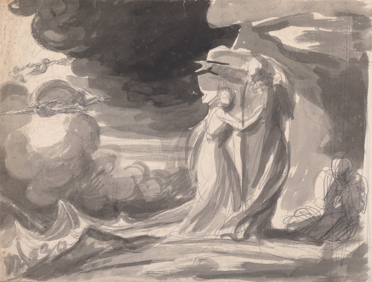 Studie für die Schiffbruchszene, Der Sturm: Prospero und Miranda von George Romney