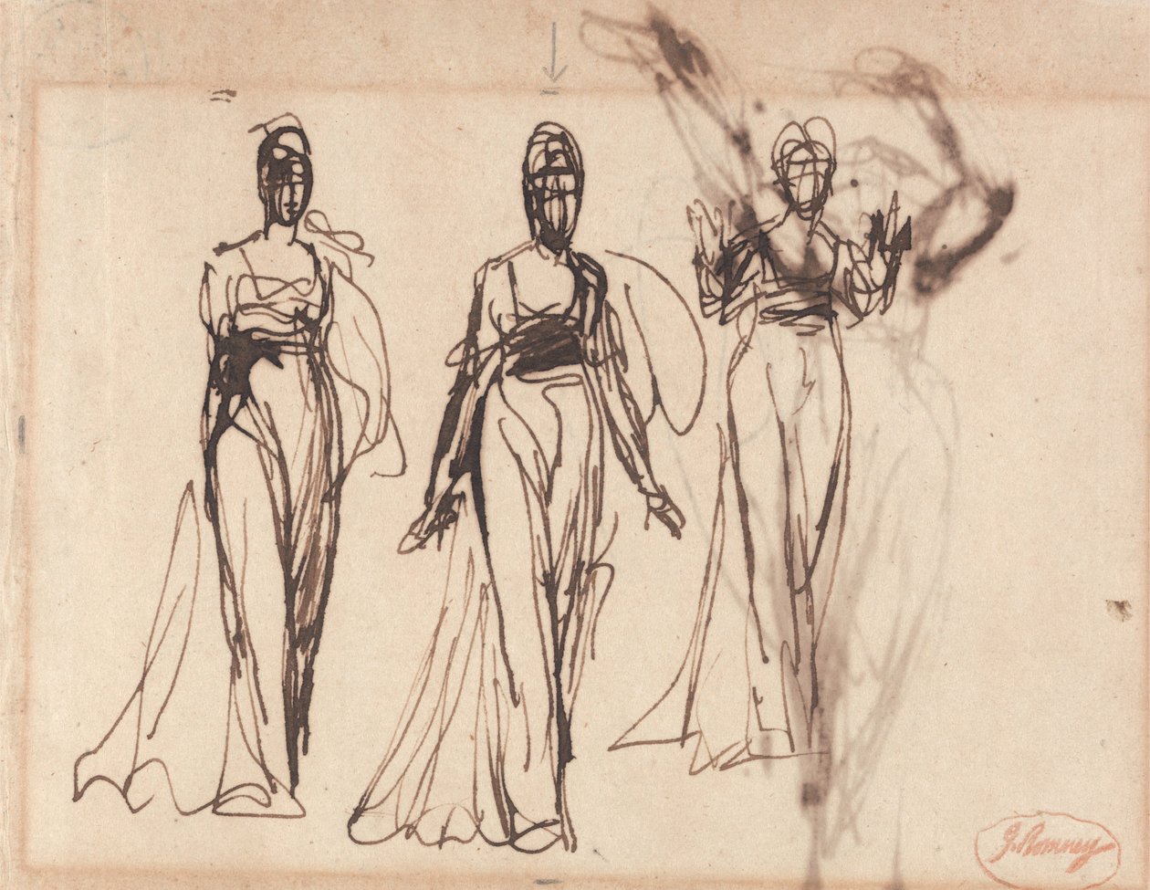 Drei Studien einer stehenden Frau, möglicherweise Circe von George Romney