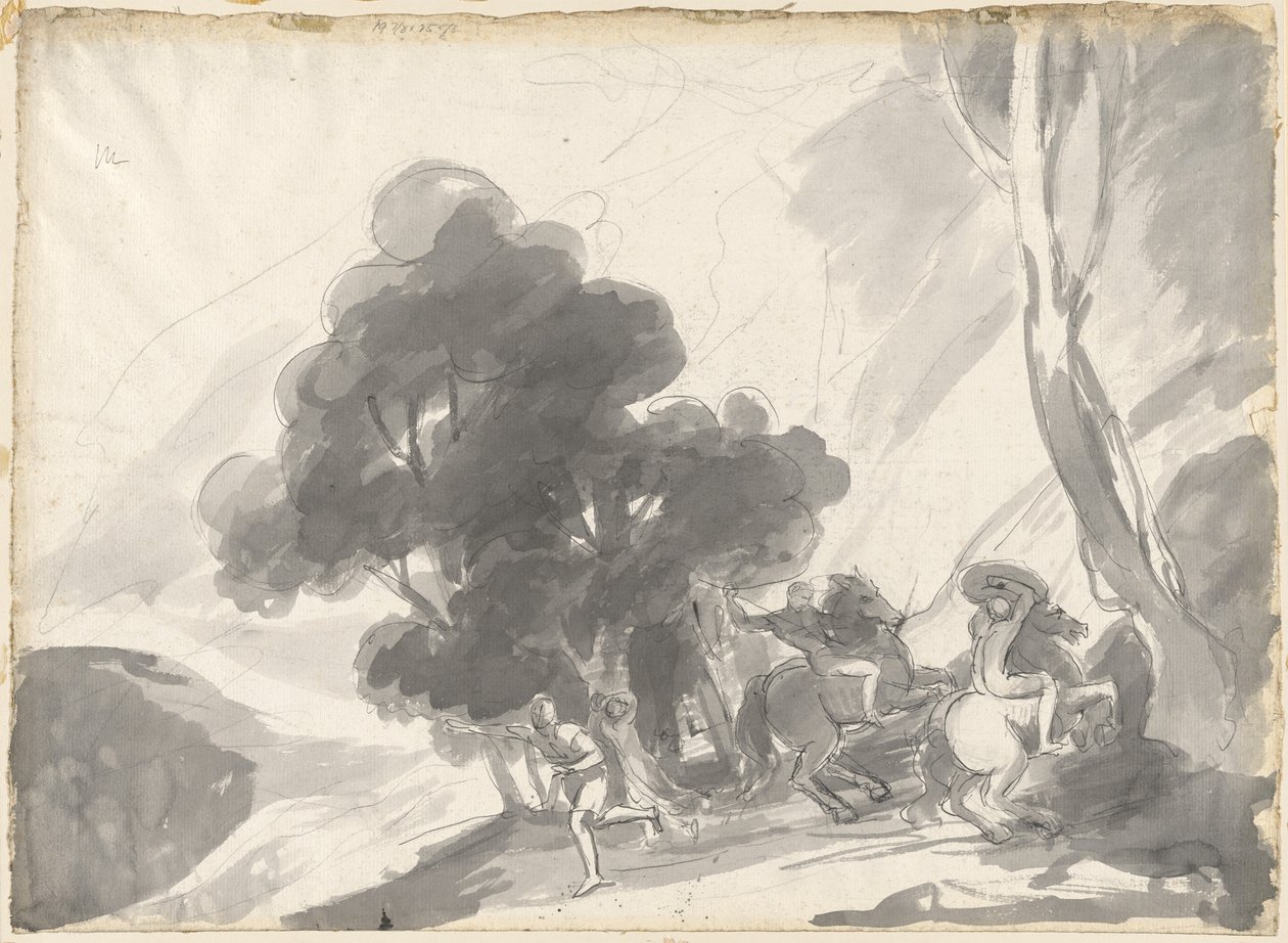 Troilus und Cressida, Akt IV, Szene V: Der Kampf zwischen Hector und Ajax II von George Romney