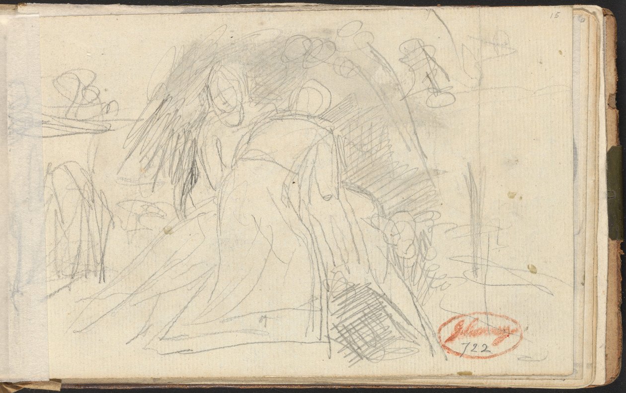 Zwei Figuren heben eine liegende Figur von George Romney