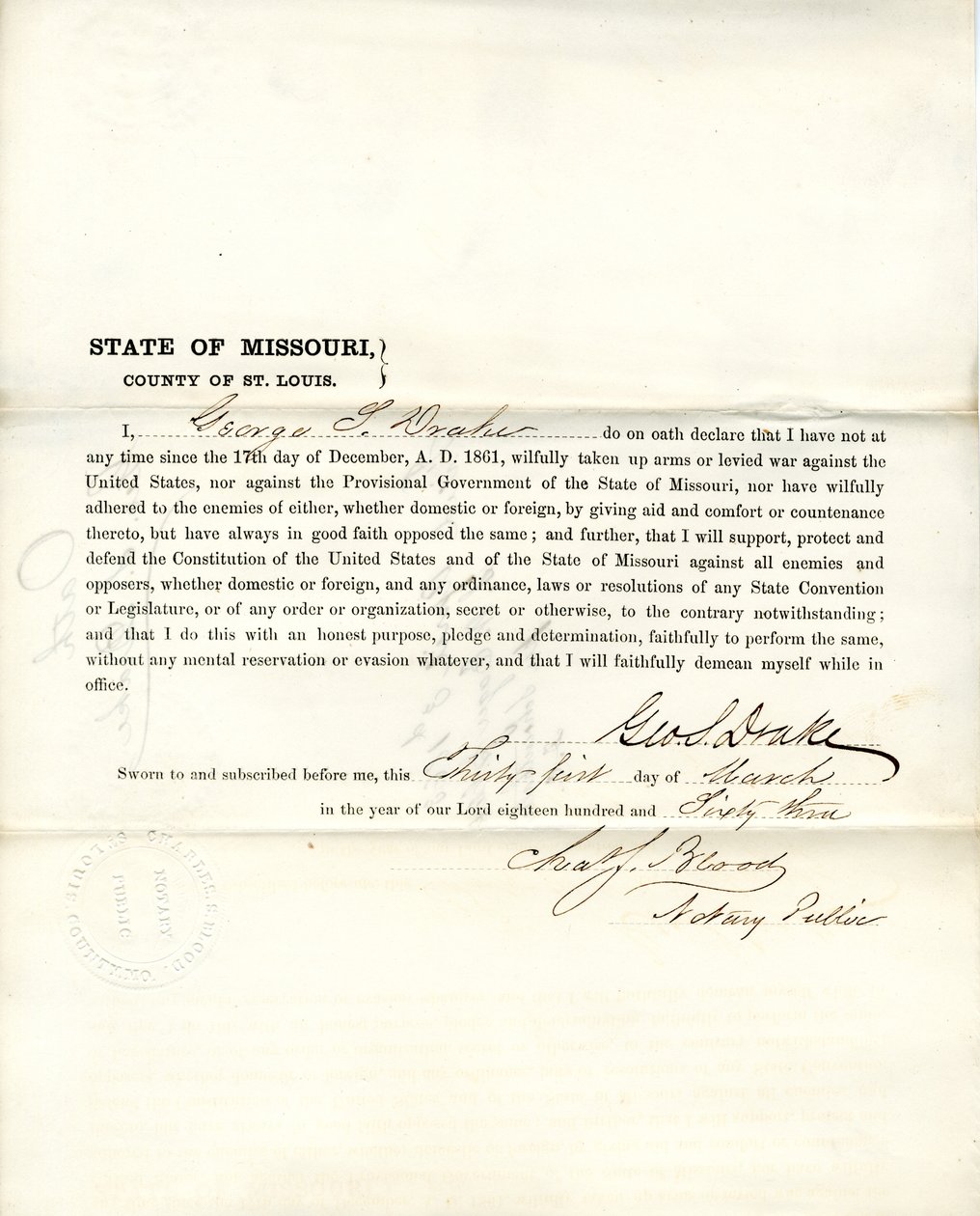 Loyalitätseid von George S. Drake aus Missouri, County of St. Louis von George S. Drake