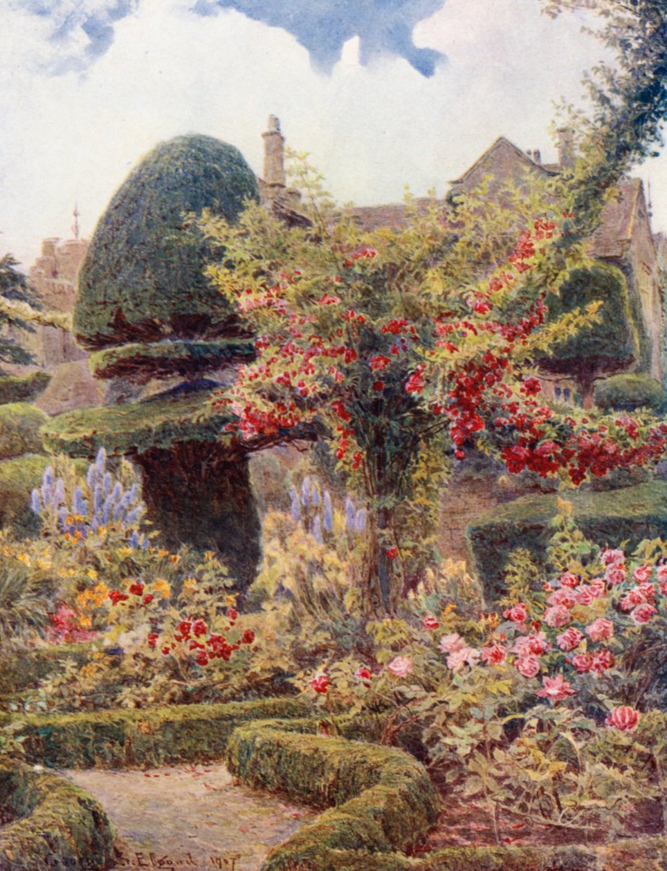 Der Rosengarten in Levens Hall, Westmoreland von George Samuel Elgood