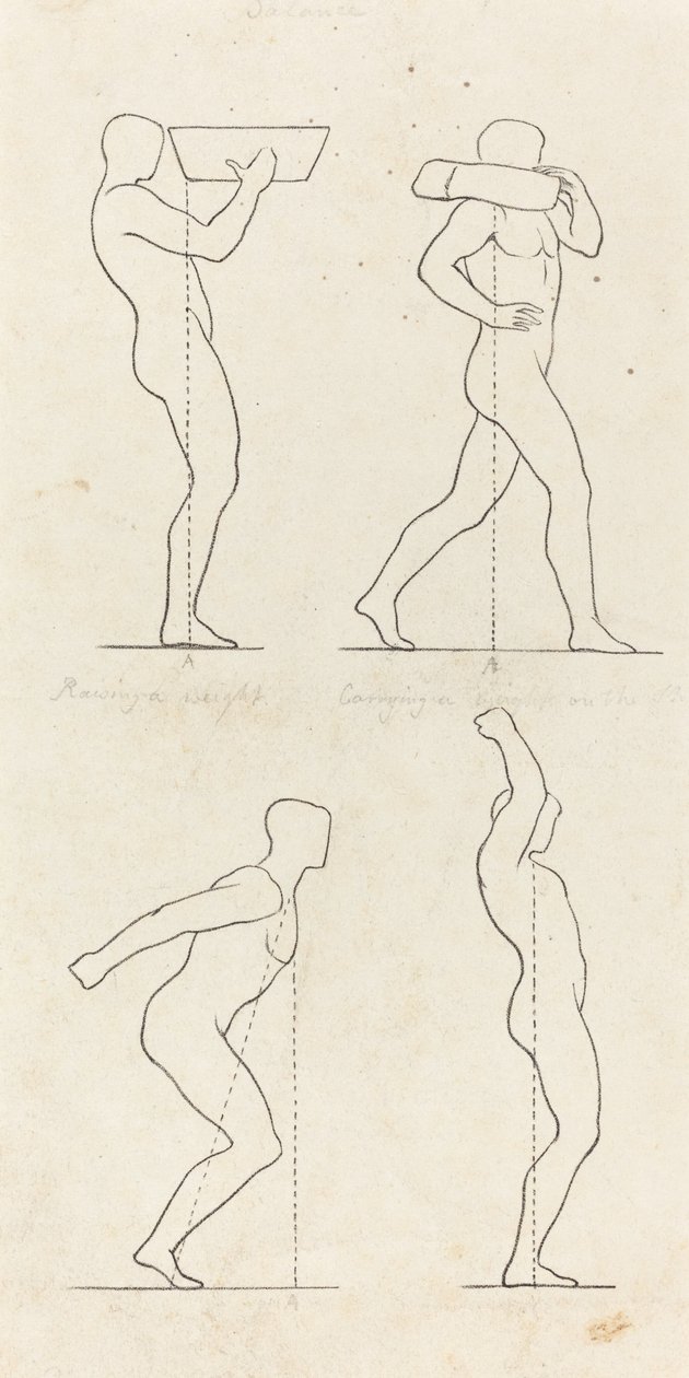 Ein Gewicht tragen; sich zum Sprung vorbereiten und landen von George Scharf after John Flaxman