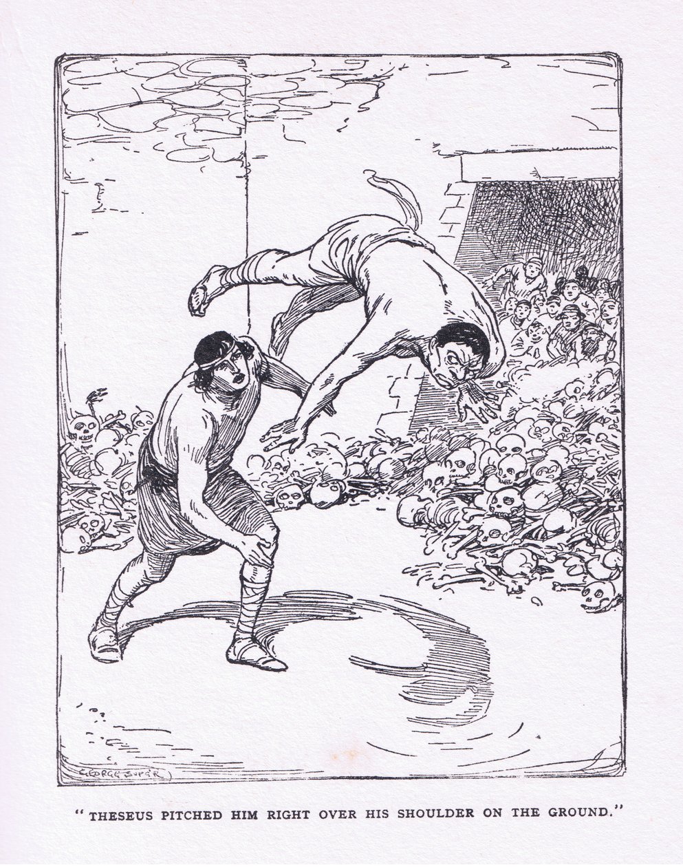 Das Meer warf ihn über seine Schulter auf den Boden, aus The Heroes, veröffentlicht von George Allen und Unwin 1929 von George Soper