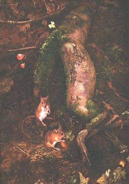 Feldmäuse am Fuß eines Baumes, 1876 von George Thomas Rope