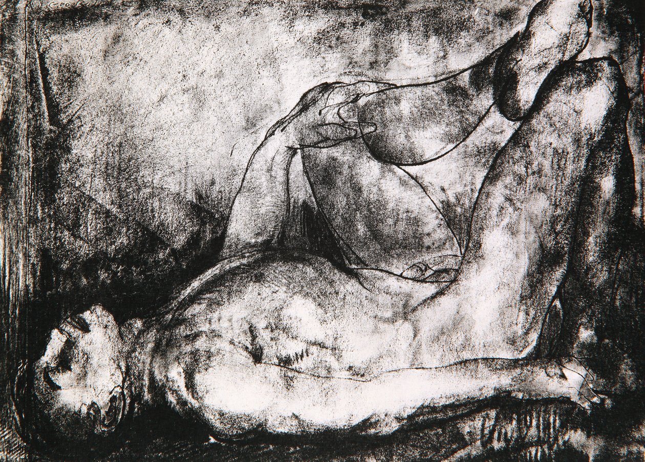 Mann auf dem Rücken, nackt, ca. 1916 von George Wesley Bellows