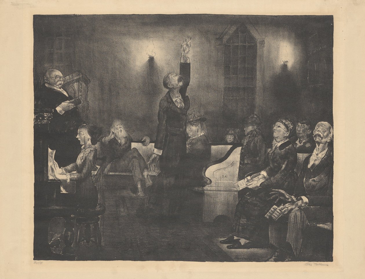 Gebetstreffen, zweite Steinplatte, 1916 von George Wesley Bellows