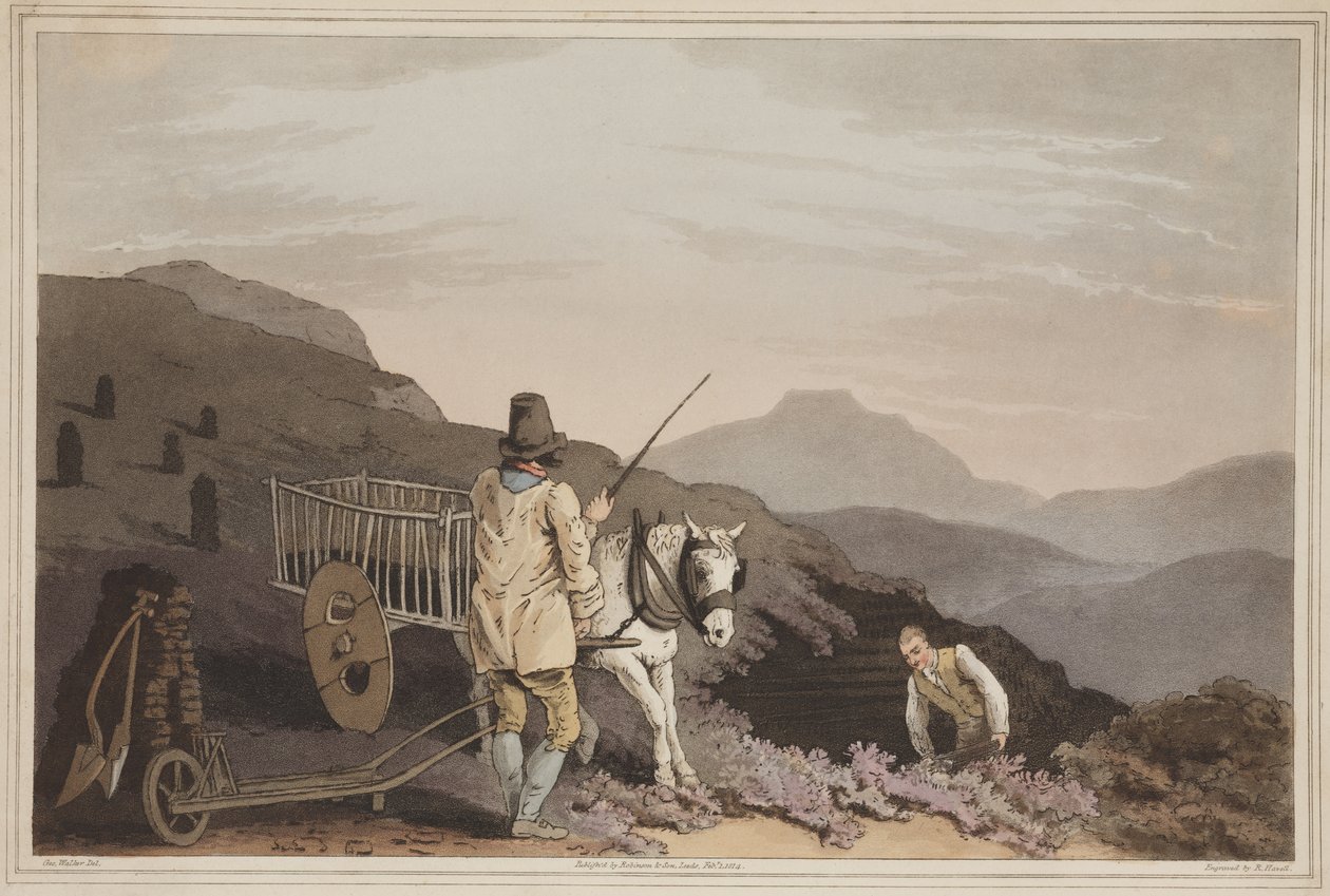 Der Torfkarren, aus The Costume of Yorkshire, graviert von Robert Havell, 1814 von George after Walker
