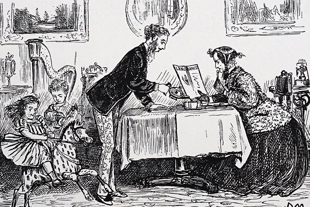 1865 wurde Elizabeth Garrett Anderson als erste Frau zur Ausübung der Medizin zugelassen von George du Maurier