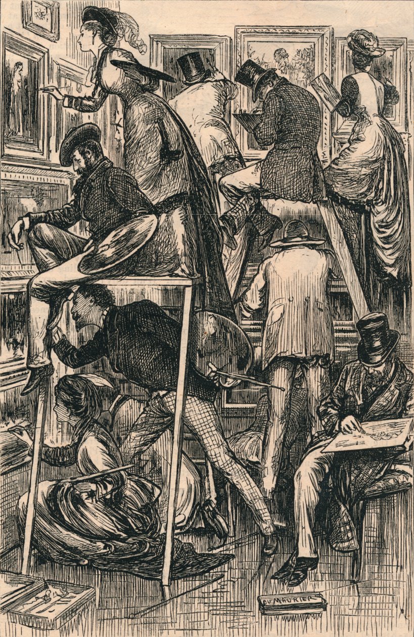 Lackiertag an der Royal Academy, 1877 von George du Maurier