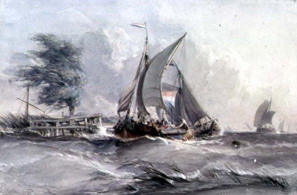 Ein windiger Tag: Boote im Sturm von George the Elder Chambers
