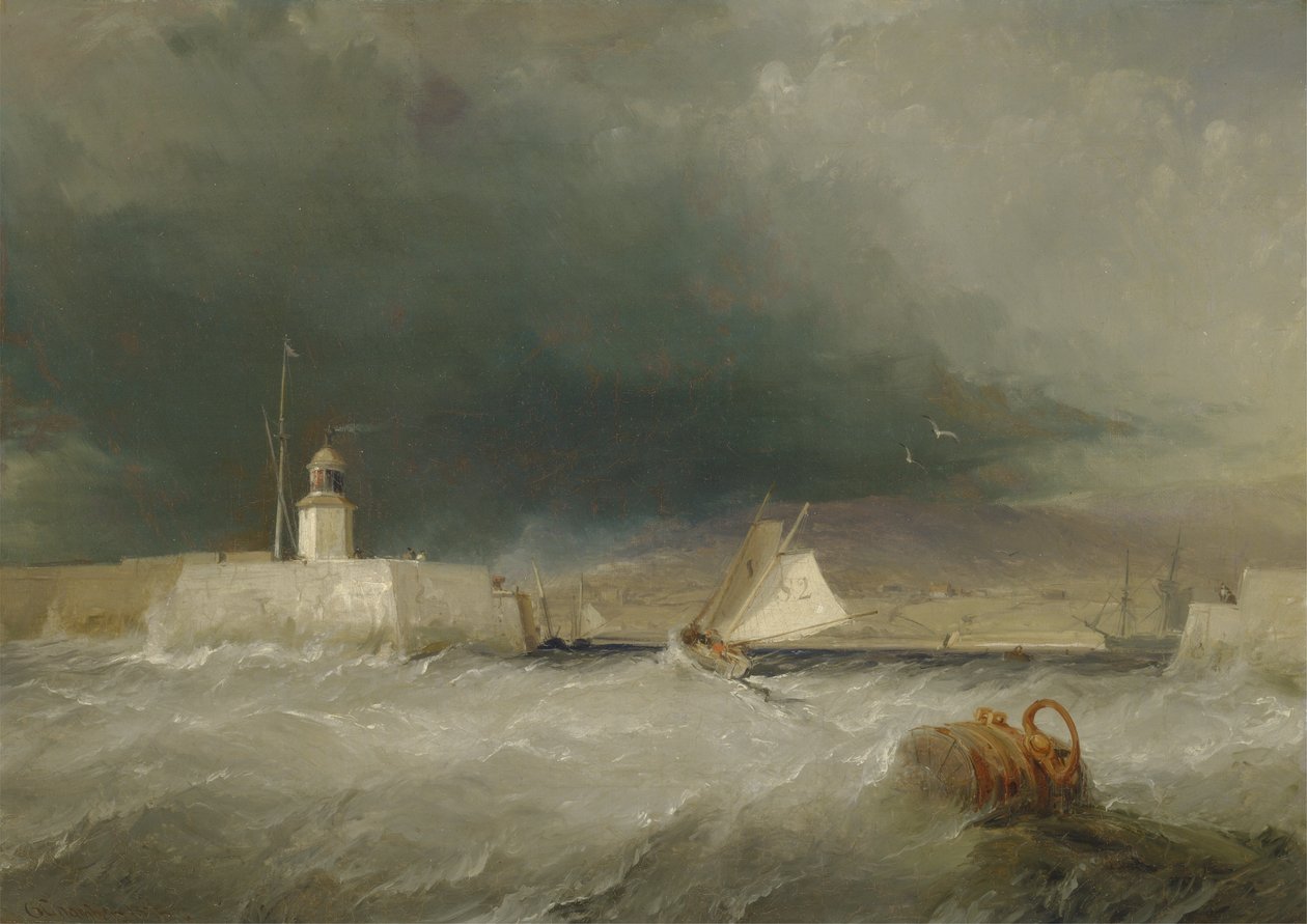 Hafen an einem stürmischen Tag von George the Elder Chambers