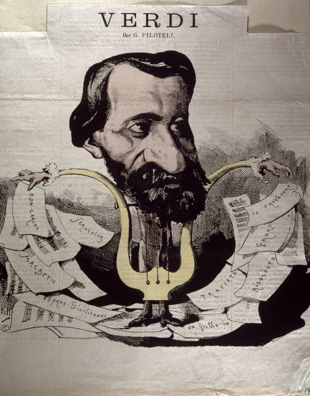 Giuseppe Verdi, Karikatur, 1860er Jahre von Georges Labadie Pilotell