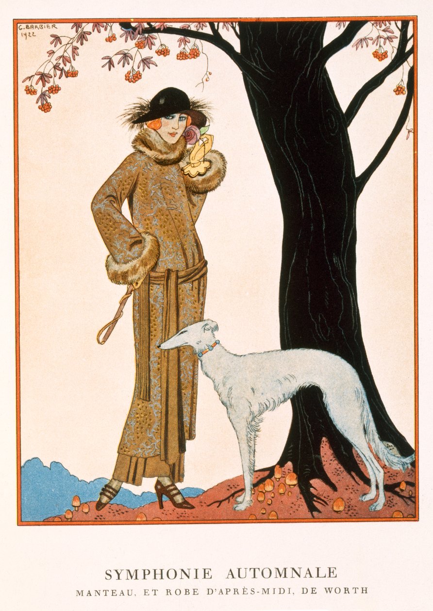 Herbstliche Symphonie, Nachmittagsmantel und Kleid von Worth, aus 