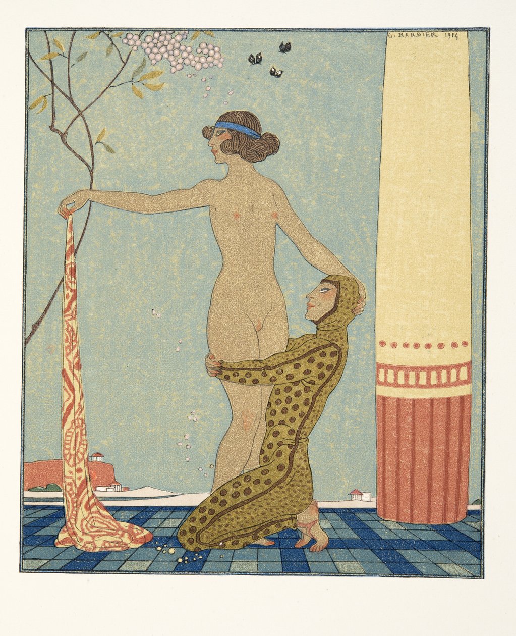 Bilitis, Illustration aus Les Chansons de Bilitis, von Pierre Louys, veröffentlicht 1922 von Georges Barbier
