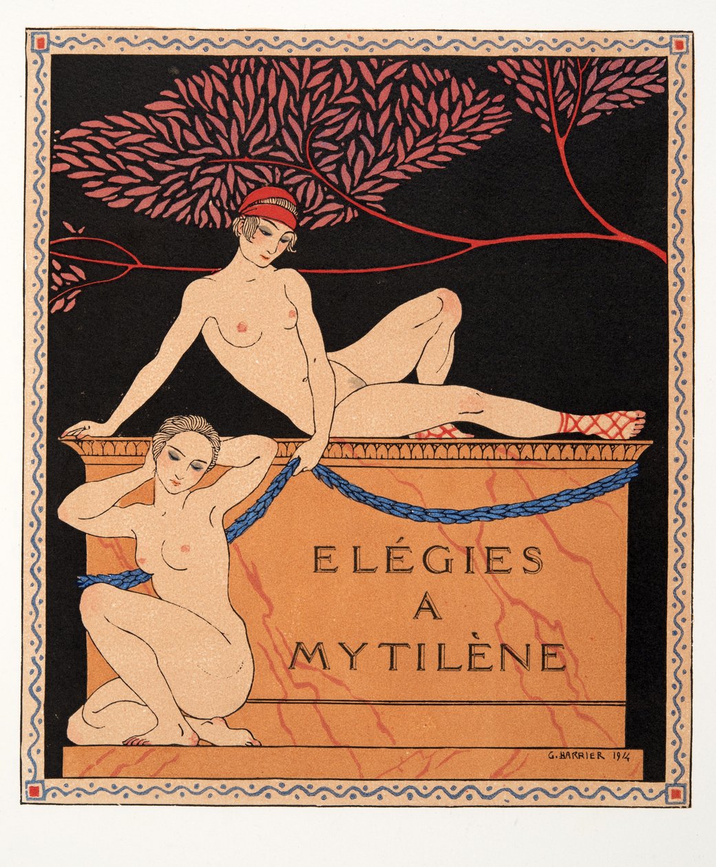 Elegies a Mytilene, Illustration aus Les Chansons de Bilitis von Pierre Louys, veröffentlicht 1922 von Georges Barbier