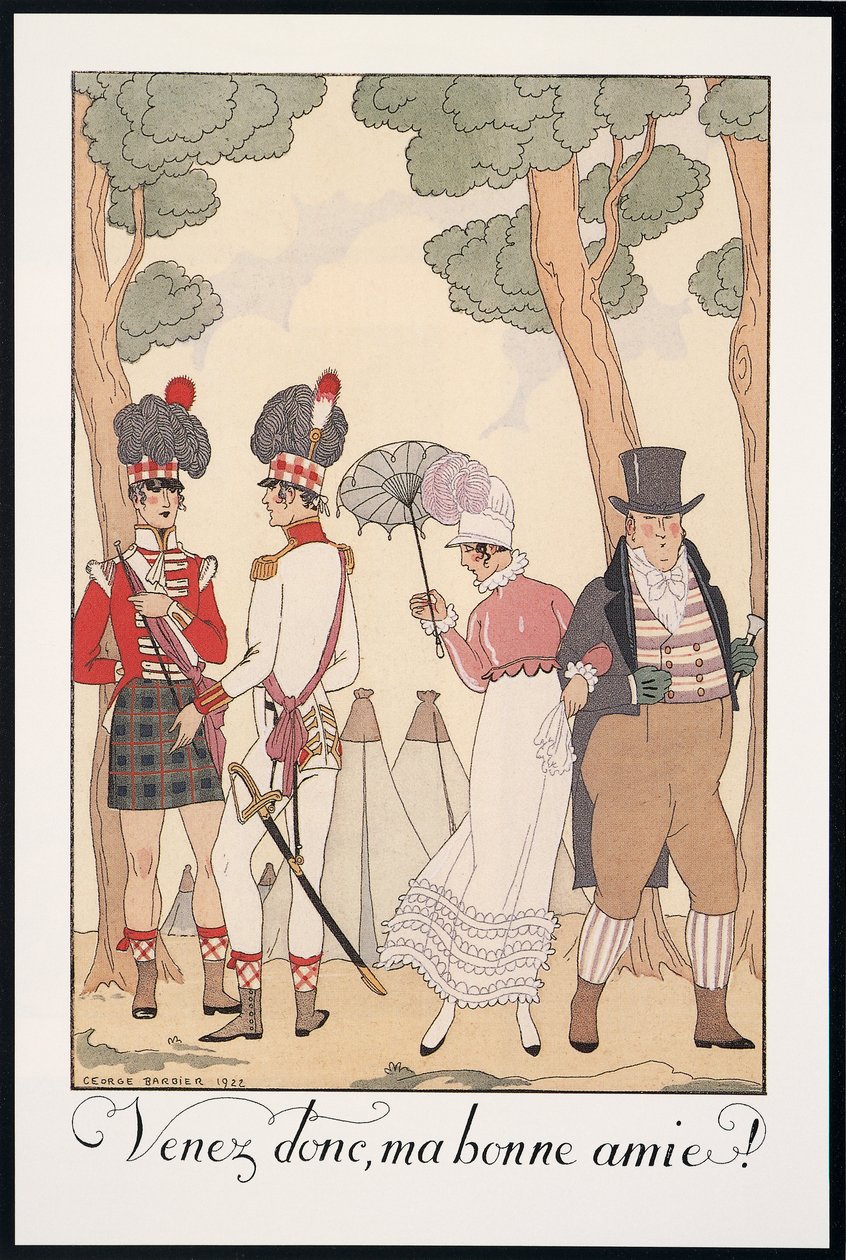 Falbalas et Fanfreluches, Almanach für 1923, Venez donc, Ma bonne amie, von George Barbier, Druck von Georges Barbier
