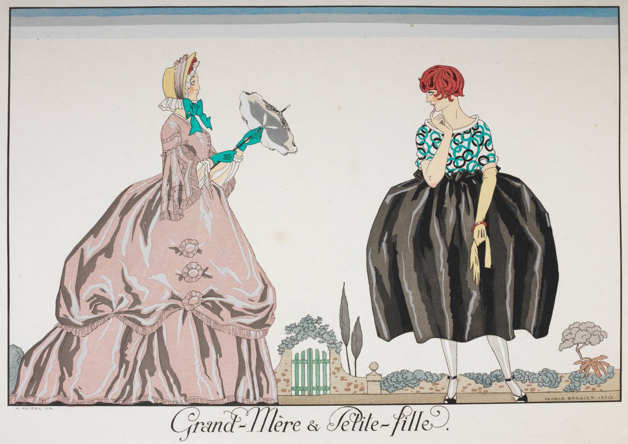 Großmutter und Enkelin. Eine ältere Frau und ein junges Mädchen von Georges Barbier