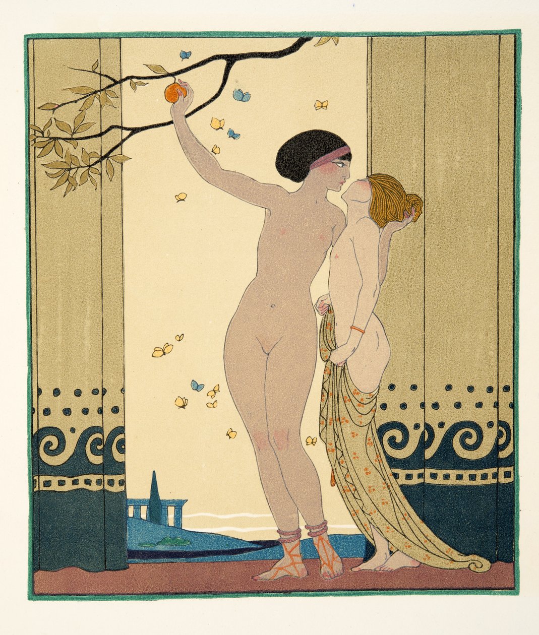 Les Conseils, Illustration aus Les Chansons de Bilitis von Pierre Louys, veröffentlicht 1922 von Georges Barbier