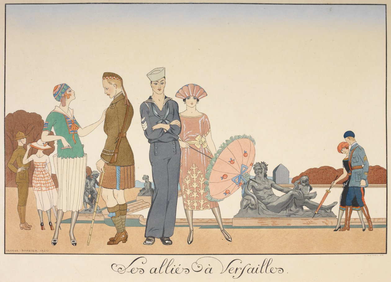 Die Alliierten in Versailles. Verschiedene Darstellungen von Soldaten der Alliierten. von Georges Barbier