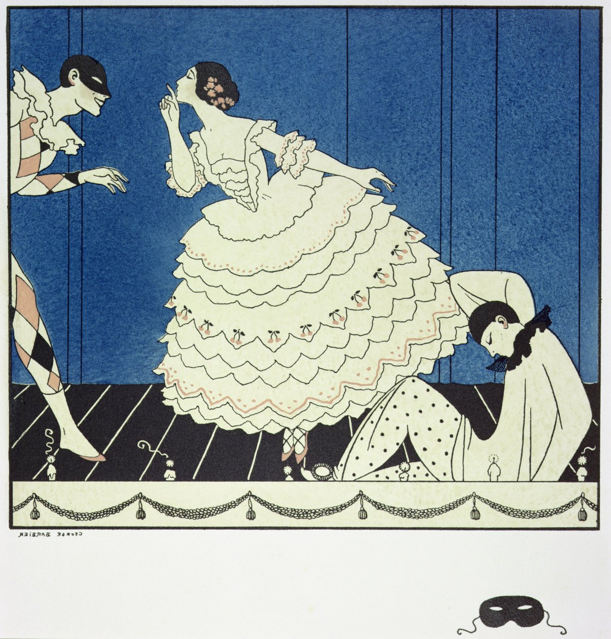 Tamara Karsavina als Columbine, Vaslav Nijinsky als Harlekin und Adolph Bolm als Pierrot in Fokines 