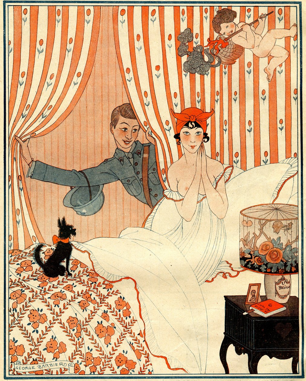 Die ungeplante Rückkehr... Oder der Wecker - Illustration aus La Vie Parisienne von Georges Barbier