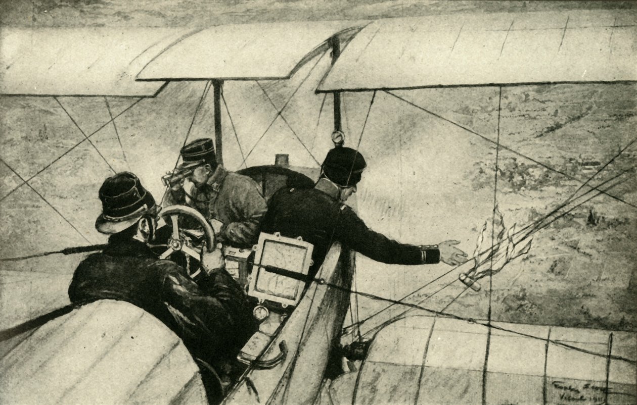 Der vierte Arm im Großen Krieg: Französische Luftaufklärer bei der Arbeit, Erster Weltkrieg, 1914-1918, ca. 1920 von Georges Bertin Scott