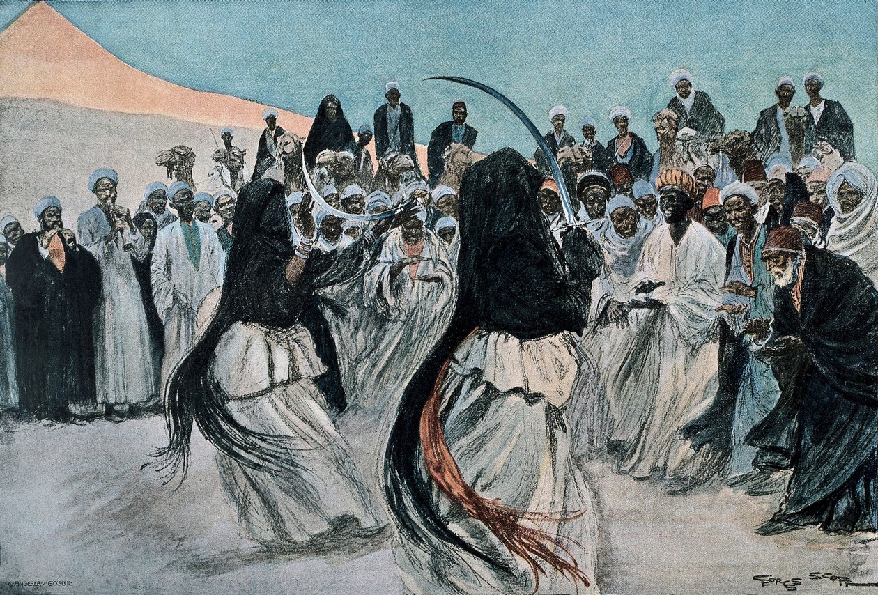 Der Tanz der Beduinensäbel in der Wüste von Georges Bertin Scott