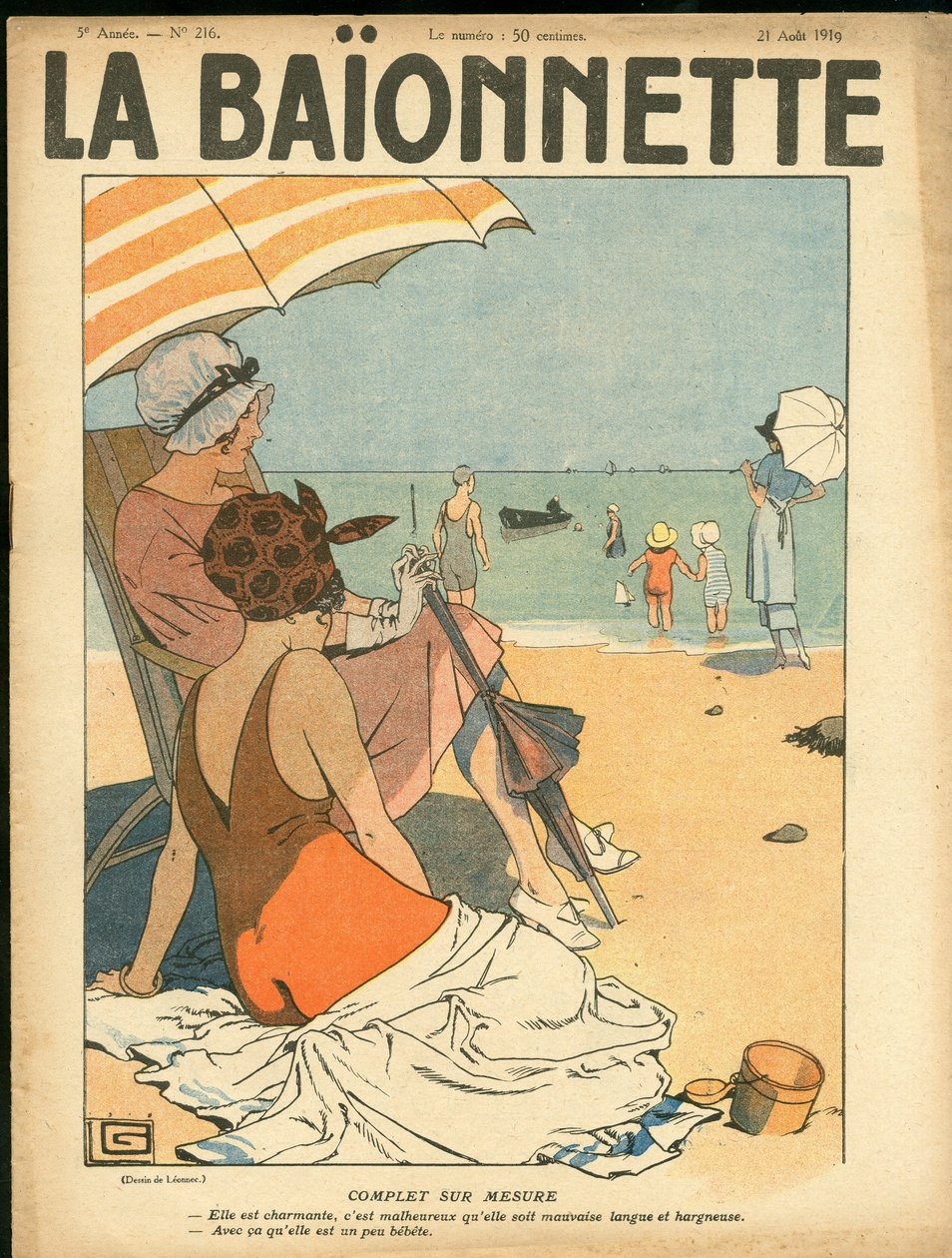 Titelblatt von „La Baionnette“, Satirisch in Farben von Georges Leonnec