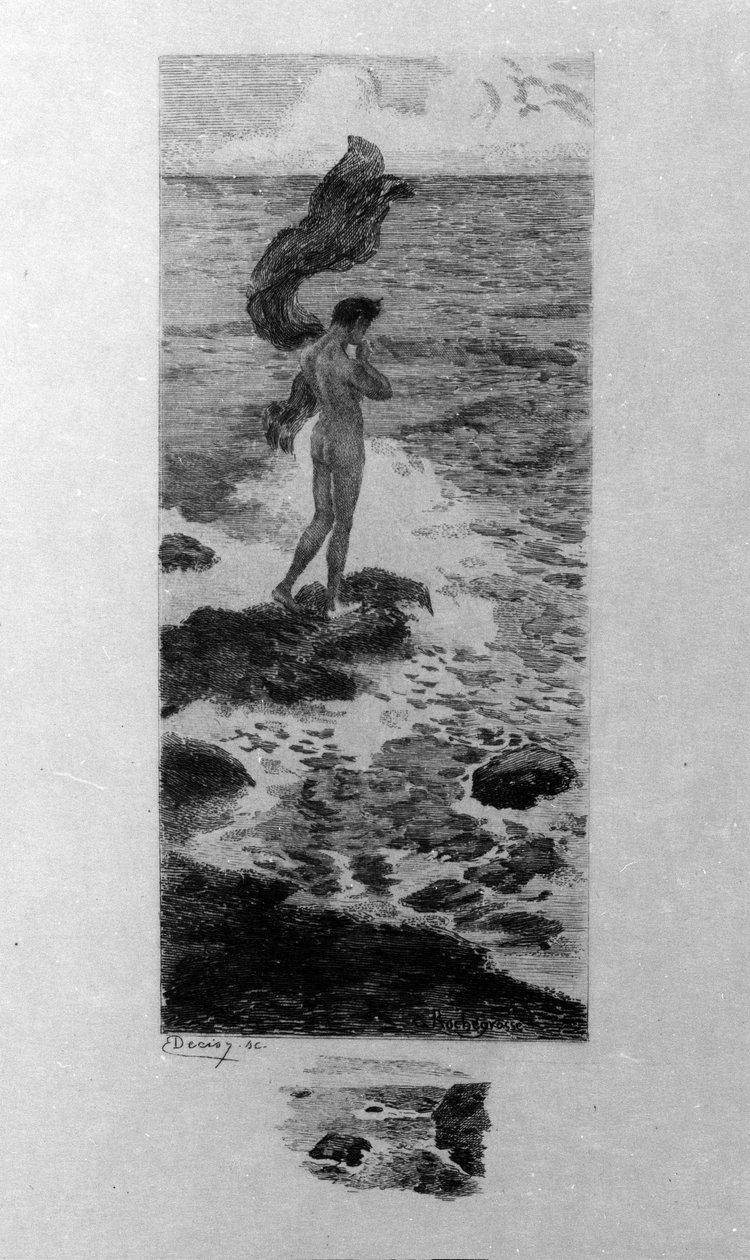 Illustration von Georges Antoine Rochegrosse (1859-1938) für „Der Mann im Meer“ von Charles Baudelaire (1821-1867) in „Die Blumen des Bösen“ von Georges Marie Rochegrosse