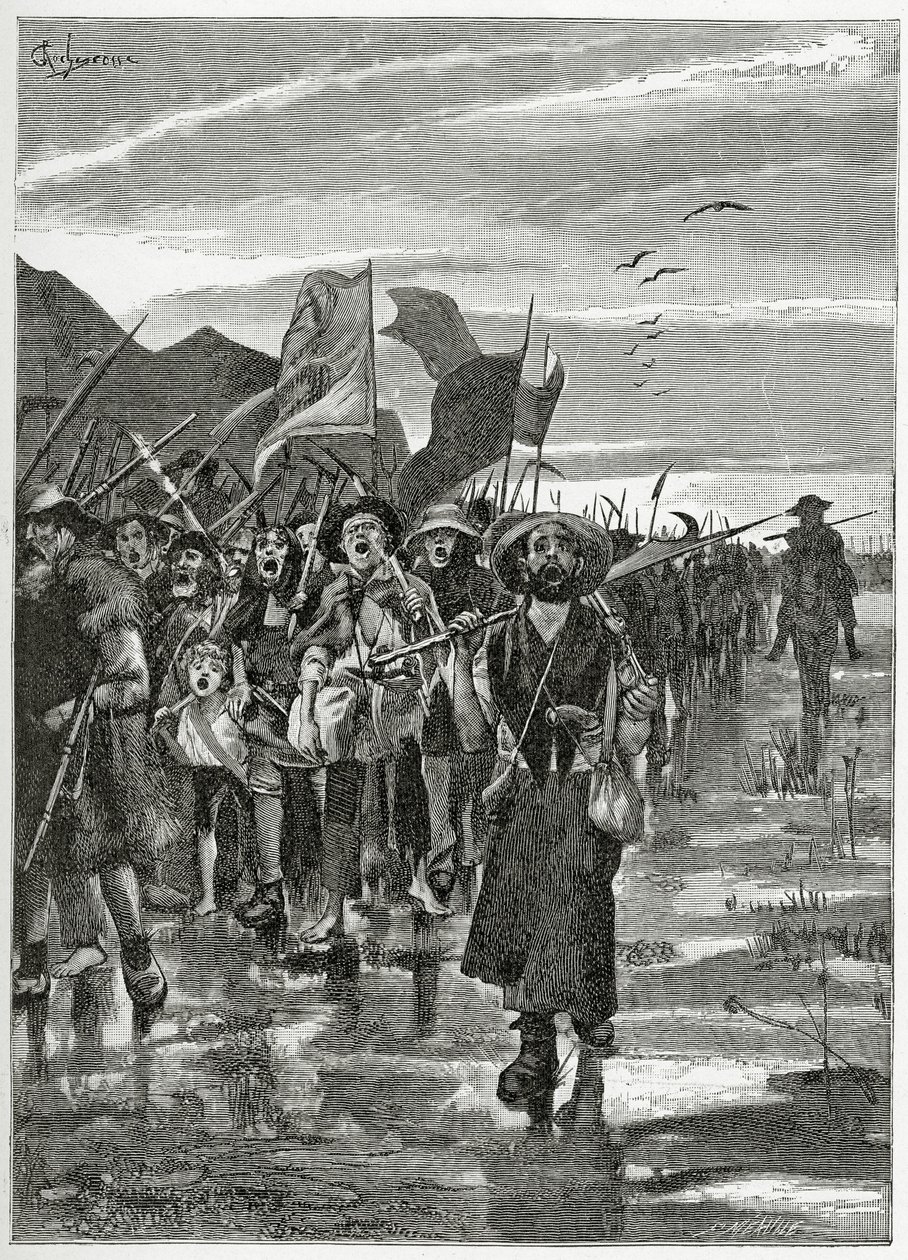 Le Torrent des rebelles - Illustration aus Han d’Islande, 19. Jahrhundert von Georges Marie Rochegrosse