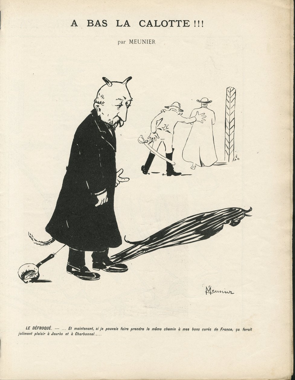Illustration von Georges Meunier (1869-1934) in Le Panache, royalistische illustrierte Zeitschrift, 20/01/04 - Royalismus, Religion Glaube - Combes Emile, Teufel - Vermenschlichung von Georges Meunier