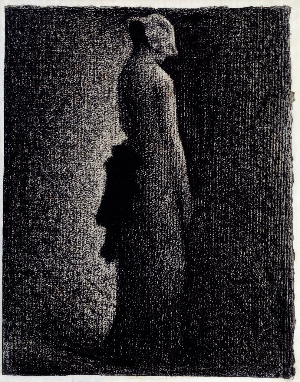 Der schwarze Knoten. Bleistiftzeichnung von Georges Seurat (1859-1891) um 1882 von Georges Pierre Seurat