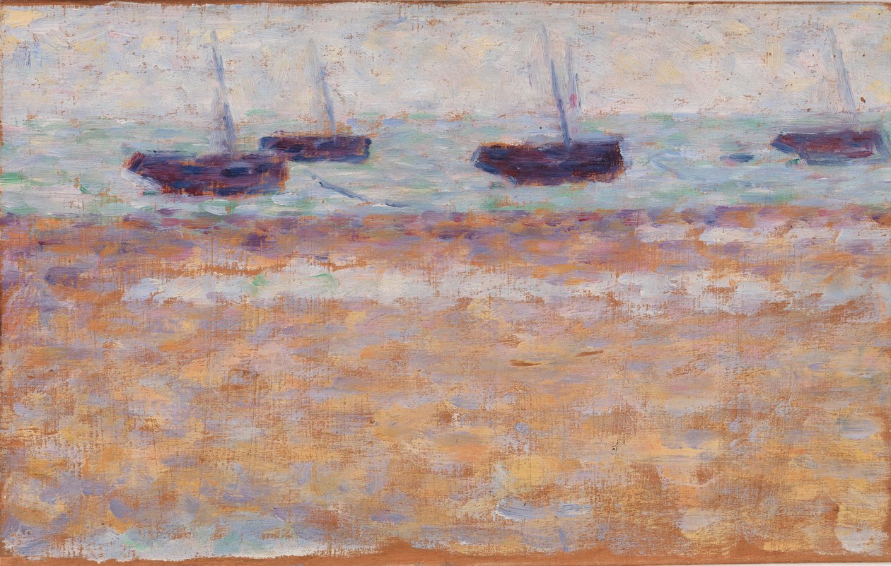 Vier Boote in Grandcamp von Georges Seurat