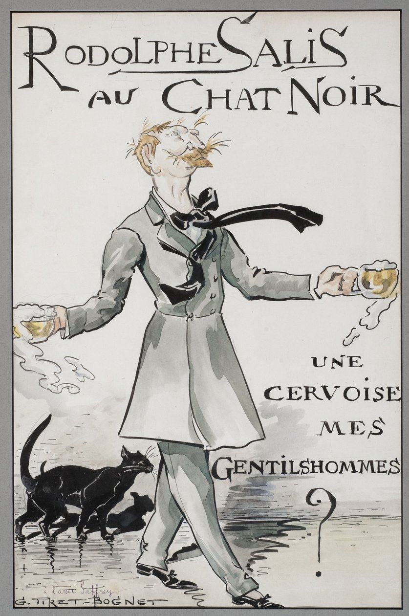 Rodolphe Salis im Chat Noir, ca. 1890 von Georges Tiret Bognet