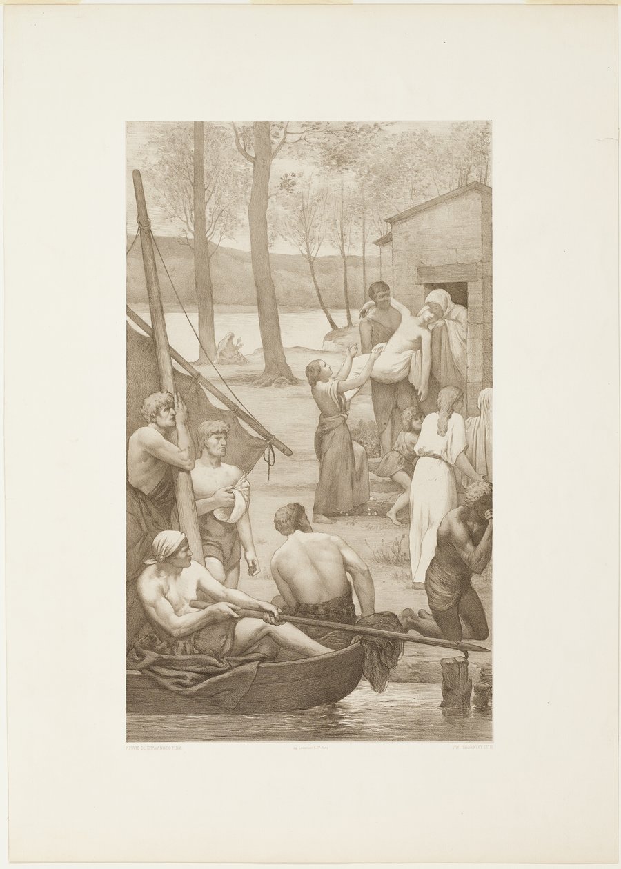 Pastorales Leben der Heiligen Genoveva (linkes Panel) von Georges William Thornley