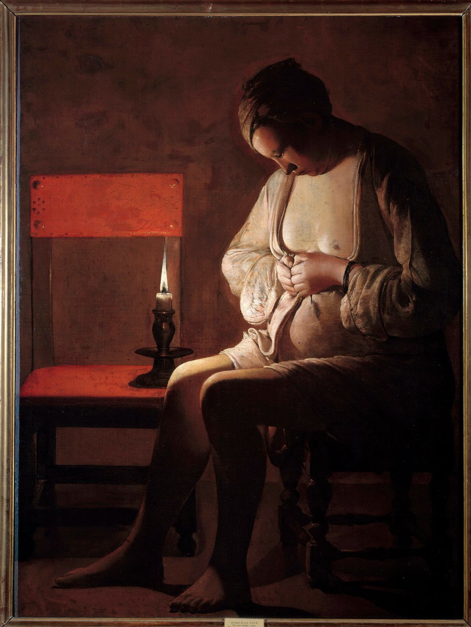 Die Frau hat den Floh. Gemälde von Georges de La Tour (1593-1652) von Georges de La Tour