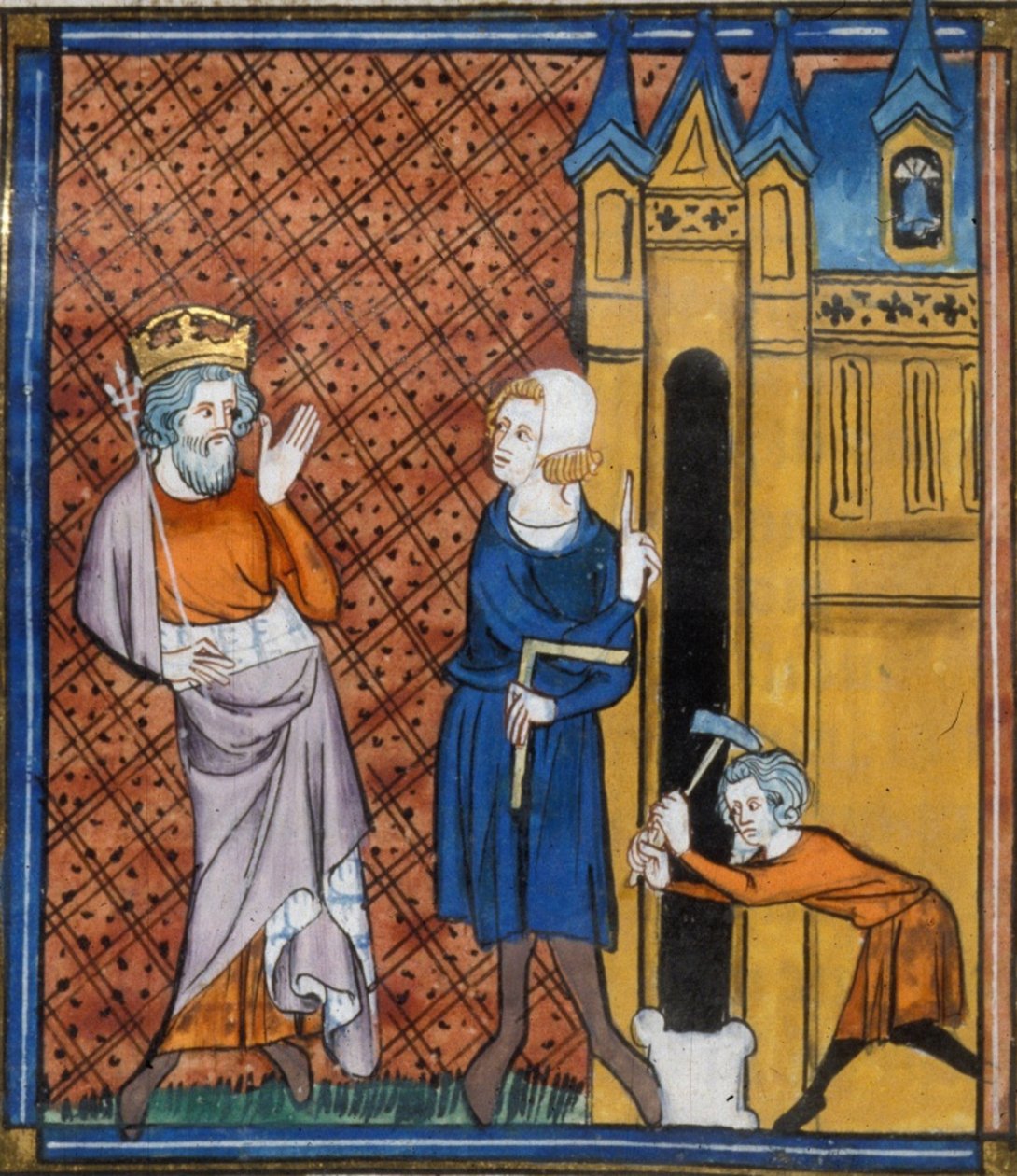 Karl der Große baut die Kathedrale von Aix, aus Chroniques de France ou de St Denis, 14. Jahrhundert von Georgia Levan Ramishvili from Tbilisi