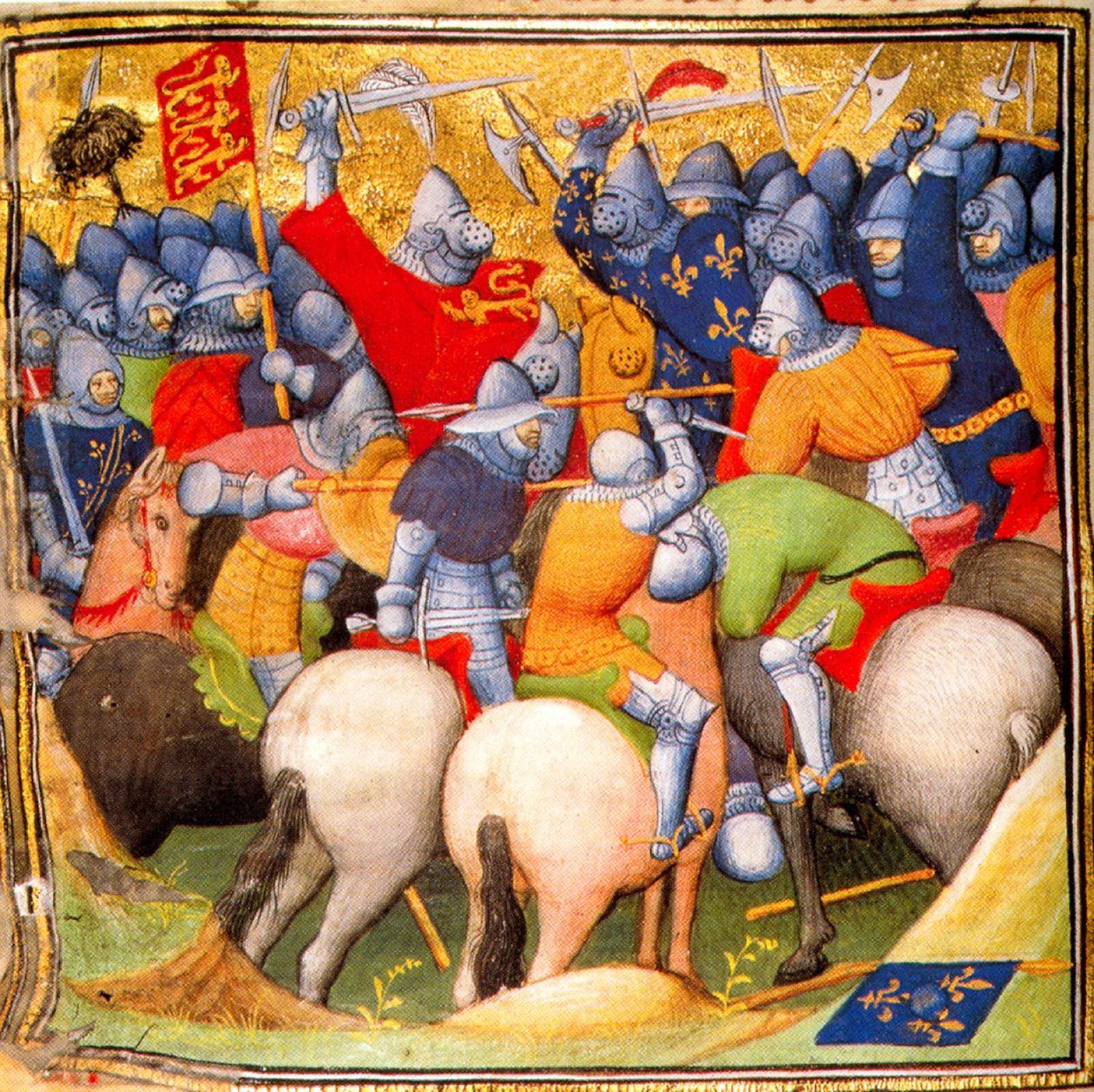 Engländer kämpfen gegen die französischen Ritter in der Schlacht von Crécy 1346, Grandes Chroniques de France, 1415 von Georgia Levan Ramishvili from Tbilisi