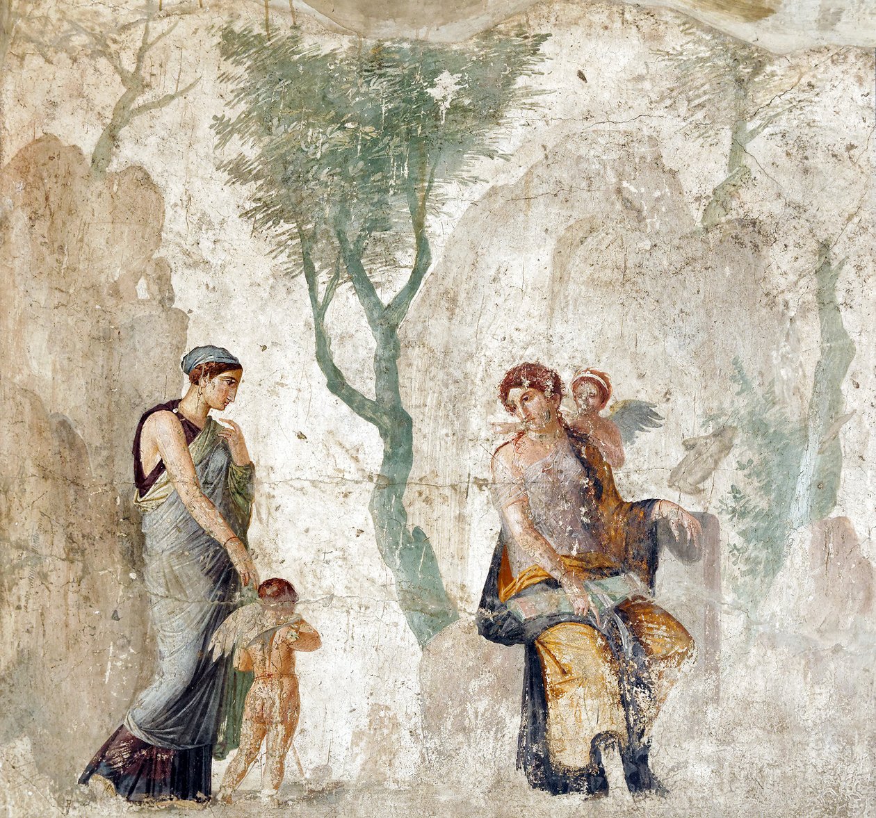 Eros von Peitho zu Aphrodite gebracht, während Anteros über seine Bestrafung lacht, Pompejanisches Fresko, ca. 25 v. Chr. von Georgia Levan Ramishvili from Tbilisi